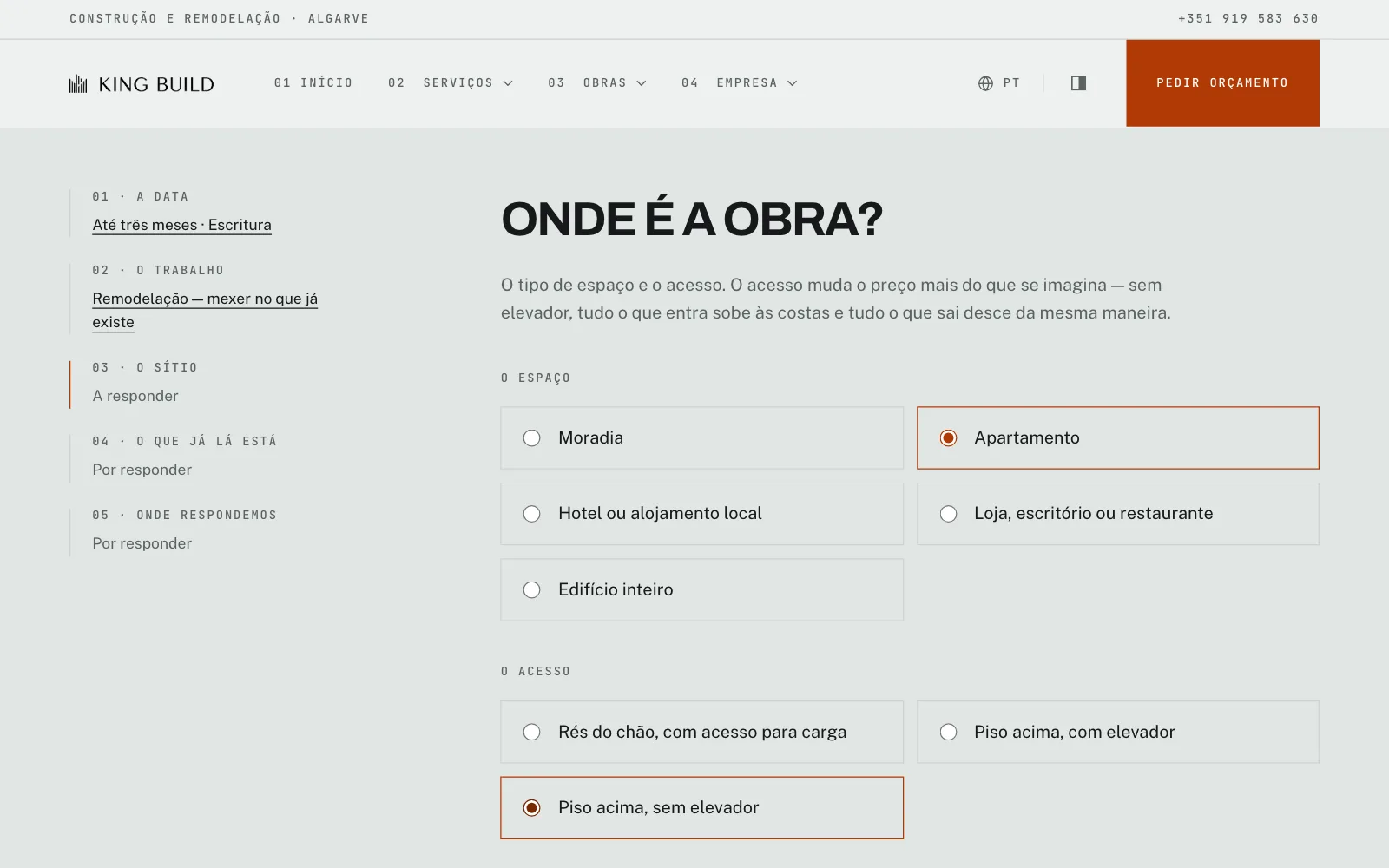 O sítio: espaço e acesso