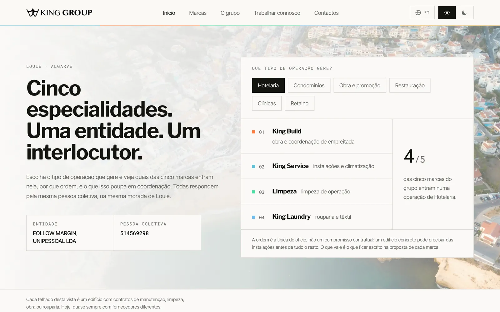 Página inicial de kinggroup.pt